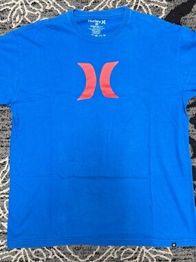 Hurley Blue Short Sleeve Tee with Red Logo